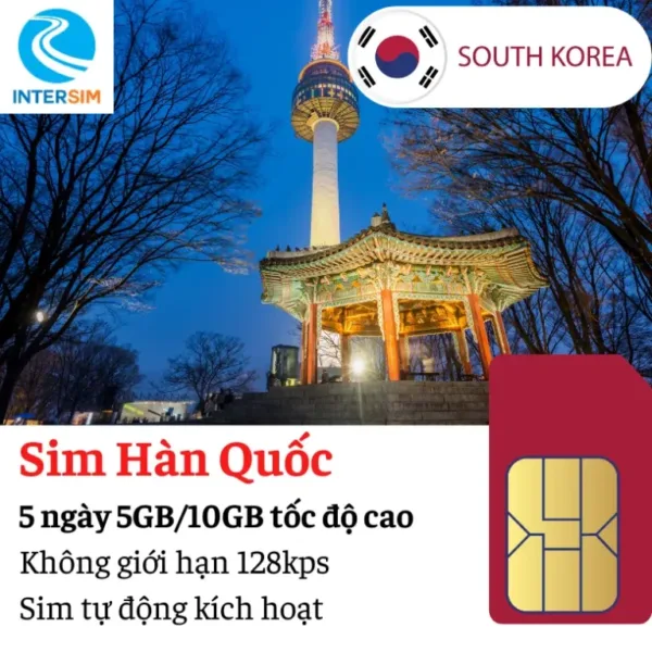Sim du lịch Hàn Quốc 5 ngày 5GB