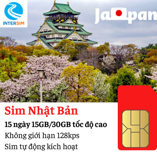 Sim du lịch Nhật Bản 15 ngày 15GB/30GB Data tốc độ cao